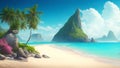 Nature beauty blue water sandy coastlines and majestic mountains Ai Generated