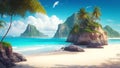 Nature beauty blue water sandy coastlines and majestic mountains Ai Generated
