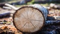 Nature beauty in a circle of fallen tree growth generated by AI Royalty Free Stock Photo