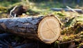 Nature beauty in a circle of fallen tree growth generated by AI Royalty Free Stock Photo