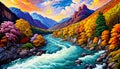 Nature beauty country mountain scene river stream autumn color