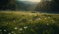 Nature beauty meadow, forest, mountain, sunset, sunrise, water, wildflower, leaf generated by AI