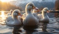 Nature beauty reflected in the tranquil pond, animals in harmony generated by AI Royalty Free Stock Photo