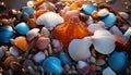 Nature beauty in summer: underwater collection of animal shells generated by AI