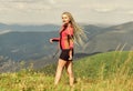 Nature beauty. wanderlust lifestyle. happy sexy woman. mountain traveling and hiking. mountaineering lover. reaching the