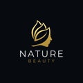 Nature Beauty woman face leaf logo design