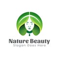 Nature beauty woman with leaf logo for business cosmetics, product, salon logo