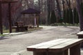 Nature. bench in the Park . road Royalty Free Stock Photo