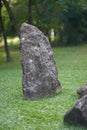 Big rock on grass field in park Royalty Free Stock Photo