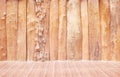 Nature blank brown wood wall background in vertical patterns and floor Royalty Free Stock Photo