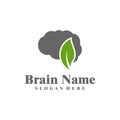 Nature Brain logo design vector. Creative Brain with Leaf logo concepts template