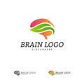 Nature Brain Logo Vector Template. Brain Mind with Leaf Logo Concepts