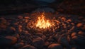 Nature burning inferno glowing campfire on rocky mountain landscape generated by AI