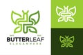 Nature Butterfly Leaf Logo design vector symbol icon illustration Royalty Free Stock Photo