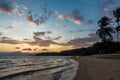 Clear water waves blue sky clean sand beach sunrise thailand Royalty Free Stock Photo