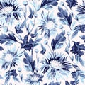 Calm nature seamless pattern with chrysanthemum flowers in new fresh feel.