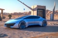 car refueling drive transport auto transportation futuristic desert automotive electric. Generative AI.