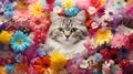 nature cat in flowers