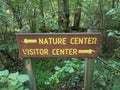 Nature center and visitor center sign in the forest Royalty Free Stock Photo