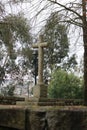 Nature chapel with cross medieval architecture