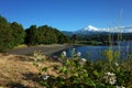 Nature of Chile beautiful landscape, Snow capped Villarrica volcano and Villarrica lake, blue sky sunny day, pucon Royalty Free Stock Photo