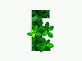 Nature concept alphabet of green leaves in alphabet letter E
