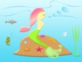 Nature concept with beautiful mermaid under the sea
