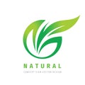 Nature - concept business logo template vector illustration. Abstract green leaves creative sign. Organic product icon. Royalty Free Stock Photo