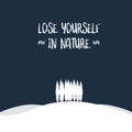 Nature concept with forest on a hill vector landscape illustration. Outdoor beautiful scenic tranquil serene scenery.