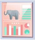 Statistical poster about population of elephant in nature. Researching statistics about huge mammal