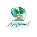 nature conservation water drop land tree beauty natural illustration logo template design for brand or company and other