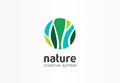 Nature creative symbol organic concept. Bio herbal health care abstract business eco logo. Fresh food, circle package