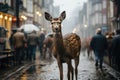 Nature cute forest fur wildlife mammal winter deer brown animal wild white Royalty Free Stock Photo