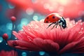 Insect daisy ladybug red ladybird bug macro wildlife close flower nature small beauty Royalty Free Stock Photo