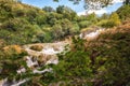 Nature daytime landscape - waterfall cascades surrounded by green forest, Krka National Park, Croatia Royalty Free Stock Photo