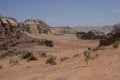 Nature, desert and rocks of Wadi Rum (Valley of the Moon), Jordan. UNESCO World Heritage. Royalty Free Stock Photo