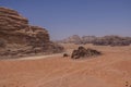 Nature, desert and rocks of Wadi Rum Valley of the Moon, Jorda Royalty Free Stock Photo