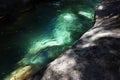 Nature detail abstract background, Crystal clear water in mountain river and water-cut bare rock Royalty Free Stock Photo