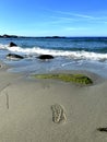 Footprint Sand Beach in Norway West, Jaeren Royalty Free Stock Photo