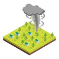 Nature Disaster Concept 3d Isometric View. Vector Royalty Free Stock Photo