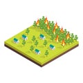 Nature Disaster Concept 3d Isometric View. Vector