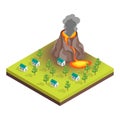 Nature Disaster Concept 3d Isometric View. Vector Royalty Free Stock Photo