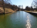 Park in the city nature water reflection blue sky in lake green grass tree ducks swim in the lake Old Town Of Tallinn Estonia Royalty Free Stock Photo