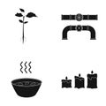 Nature, ecology, industry and other web icon in black style. fire, design, light icons in set collection. Royalty Free Stock Photo