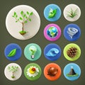 Nature and Ecology, long shadow icon set Royalty Free Stock Photo
