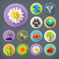 Nature and Ecology, long shadow icons Royalty Free Stock Photo