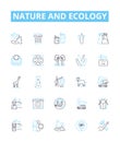 Nature and ecology vector line icons set. Ecology, Nature, Environment, Conservation, Biodiversity, Oceans, Climate Royalty Free Stock Photo