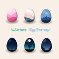 Nature egg easter. View landscape in egg easter