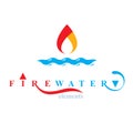 Nature elements balance emblem for use as marketing design symbol. Fire and water harmony