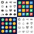 Nature Elements Icons All in One Icons Black Royalty Free Stock Photo